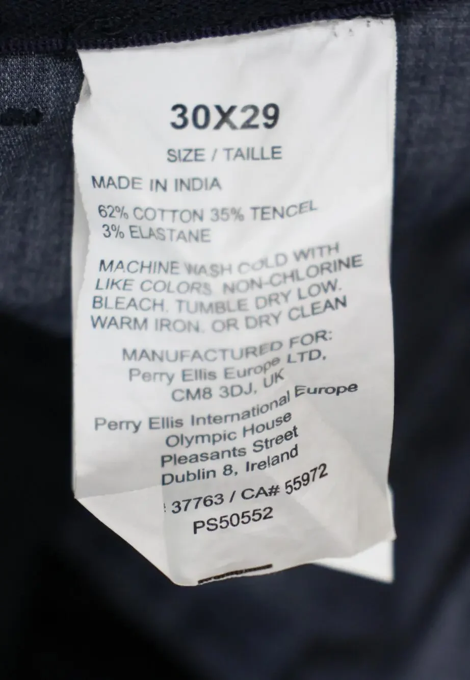 Perry Ellis Portfolio Pants Mens 30x29 Dark Sapphire Slim Fit Stretch Chino
